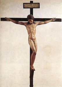 Foto del crocifisso di Santo Spirito attribuito a Michelangelo
