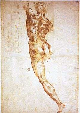 Disegno del Nudo di Schiena di Michelangelo Buonarroti conservato nel Museo Casa Buonarroti a Firenze