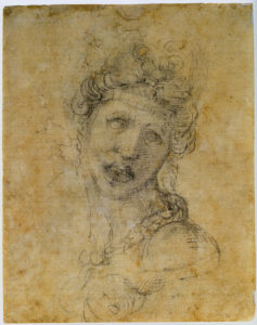 Michelangelo Cleopatra 1535 circa matita nera, mm.232x182 Firenze, Casa Buonarroti, inv.2 F, verso
